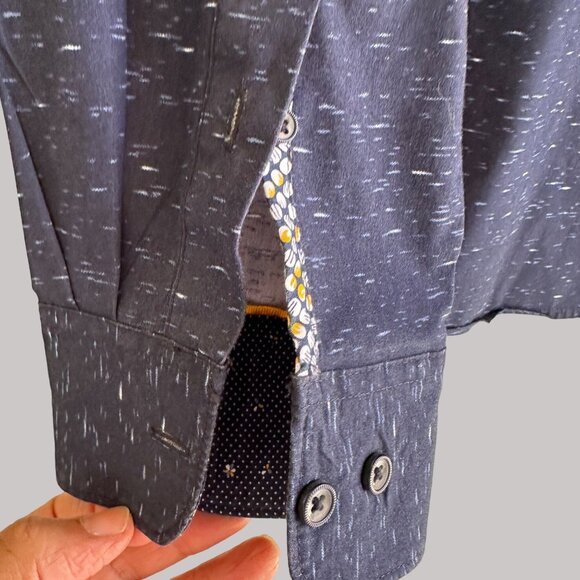 Cactus Man Men's Navy Blue Long Sleeve Button-Up Shirt With Speckled Design XL - Picture 10 of 12